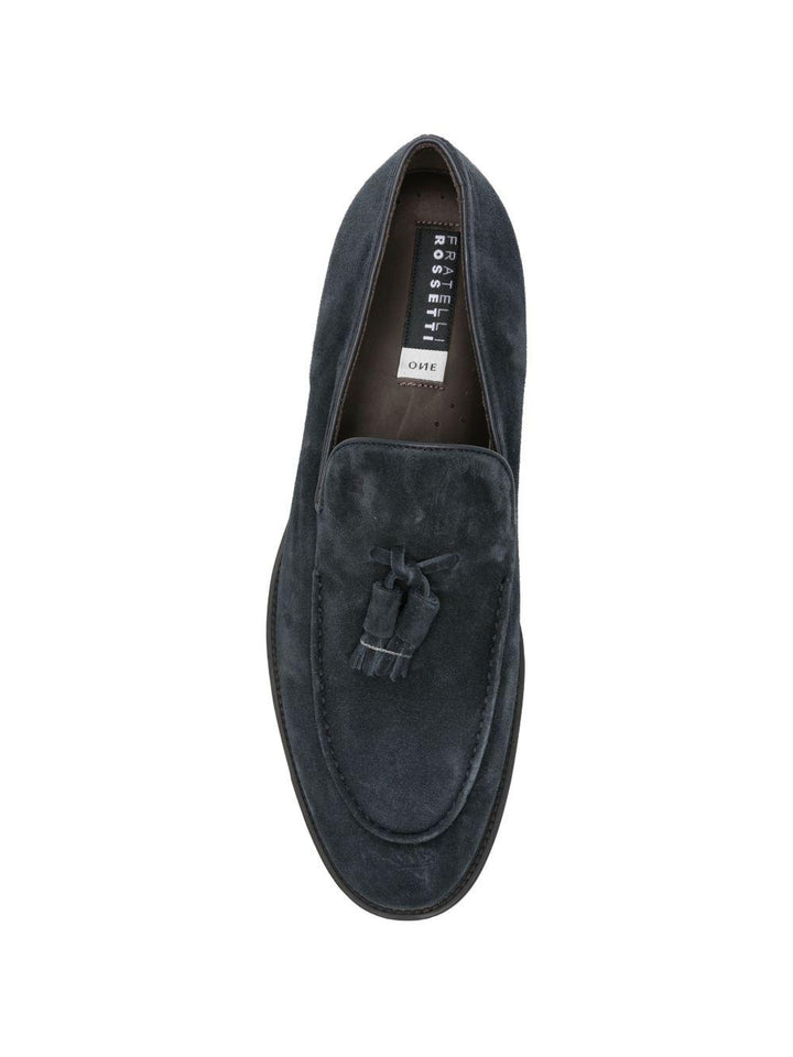 Mocassino blu in pelle scamosciata 