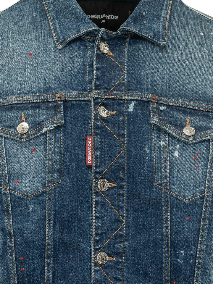 Giacca denim blu con bottoni 