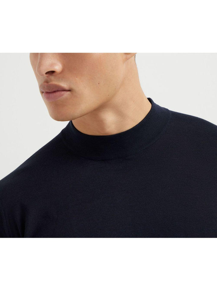 T-shirt lavorata a maglia blu navy 