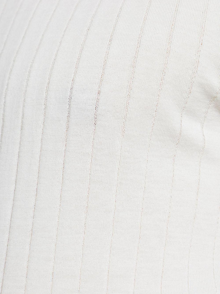 Maglia bianca e taupe a coste 