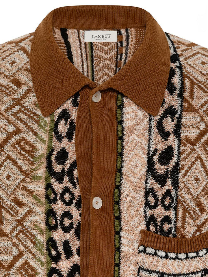 Camicia con taschino fantasia verde 