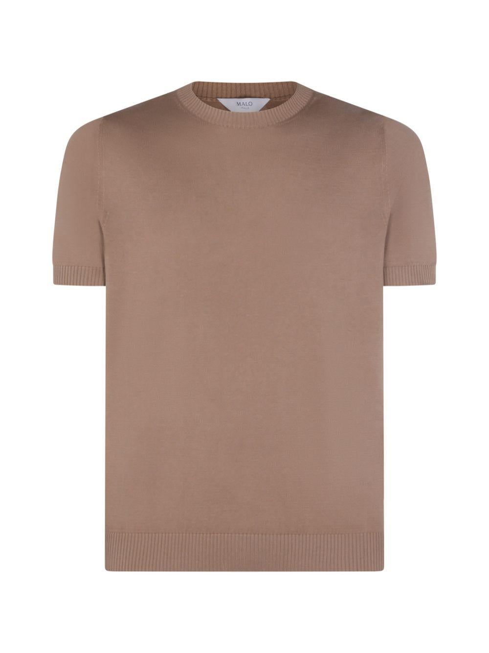 T-shirt in maglia marrone 