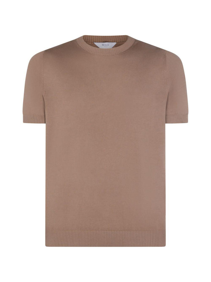 T-shirt in maglia marrone 