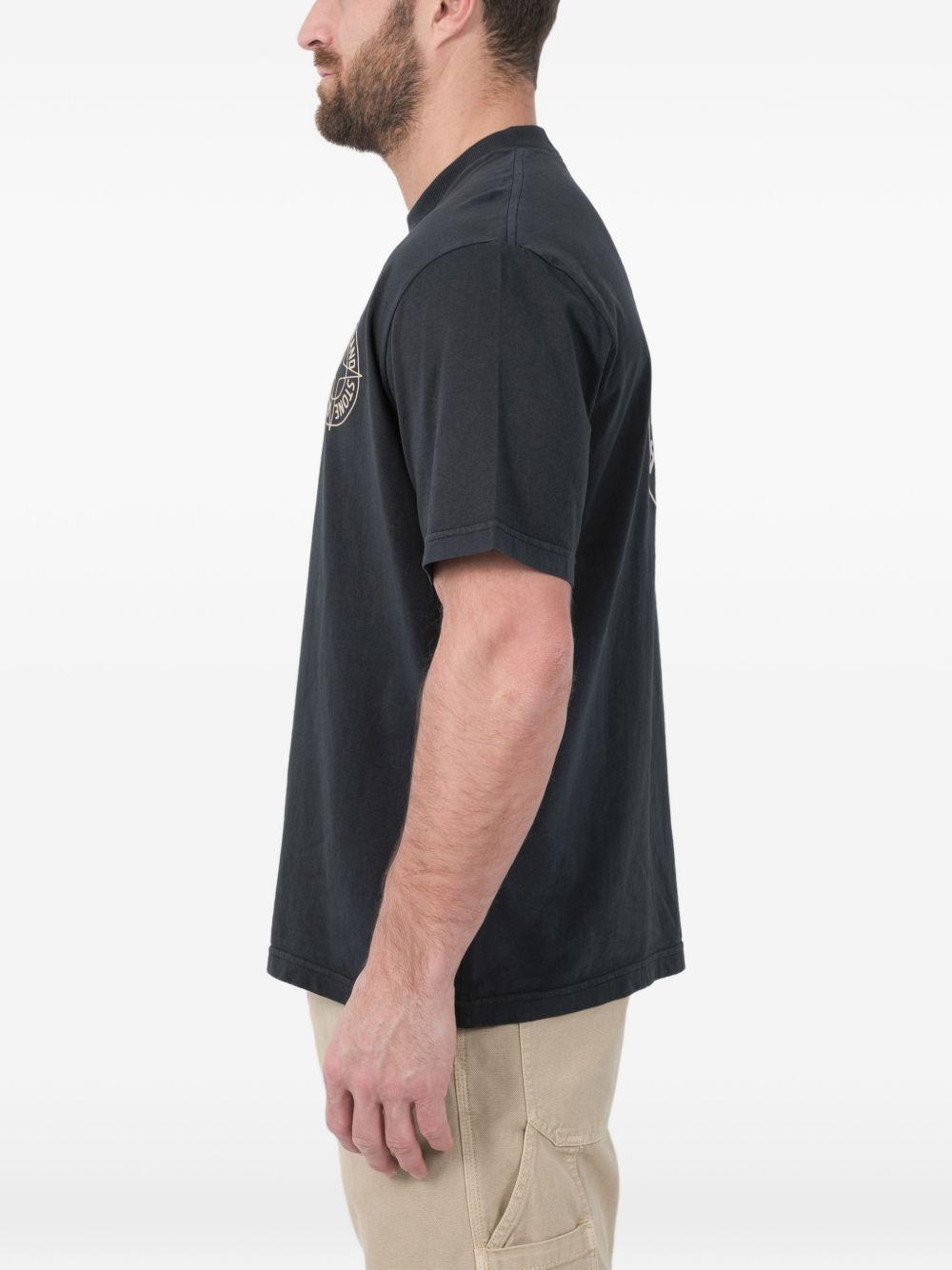 T-shirt blu navy con stampa logo 