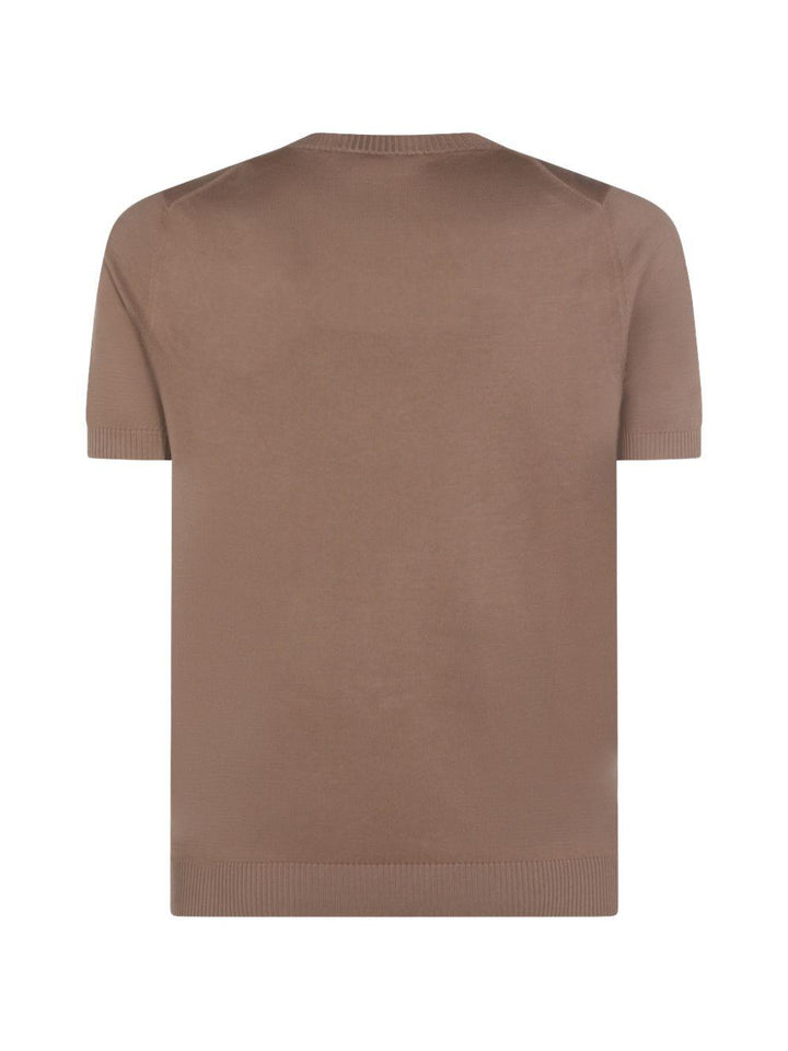 T-shirt in maglia marrone 