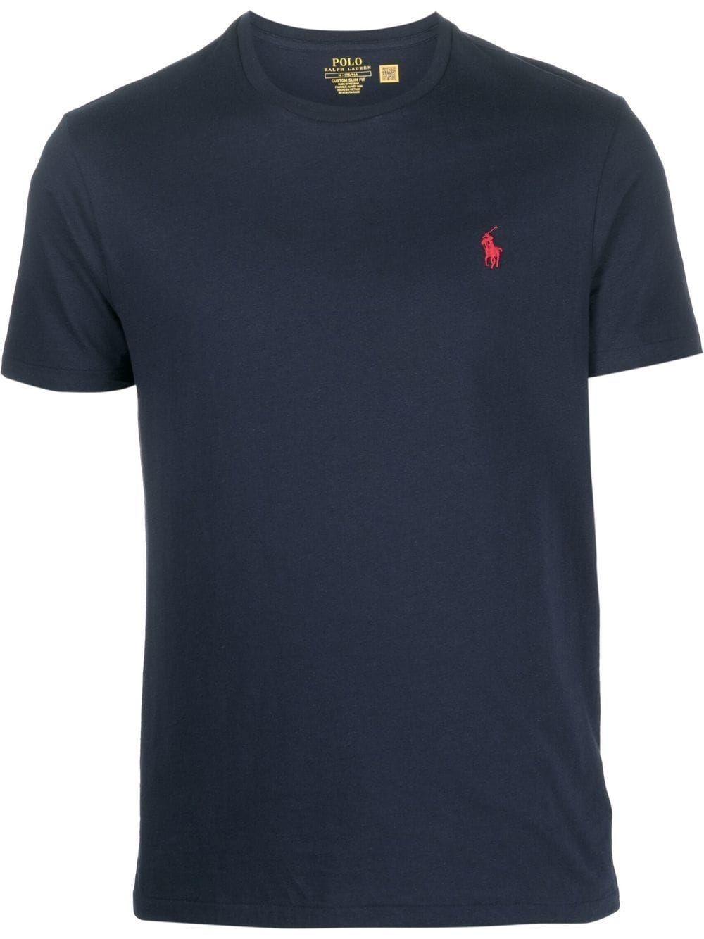 T-shirt blu navy con ricamo 