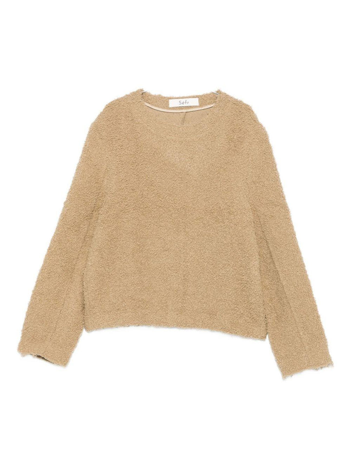Maglione con scollo a V beige 