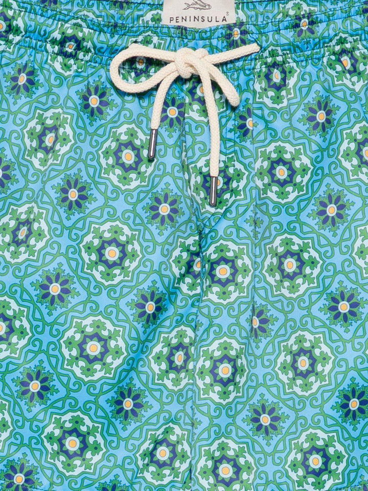 Costume da bagno blu con stampa 