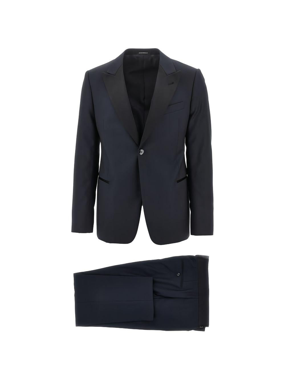 Smoking monopetto dark navy con revers a lancia 