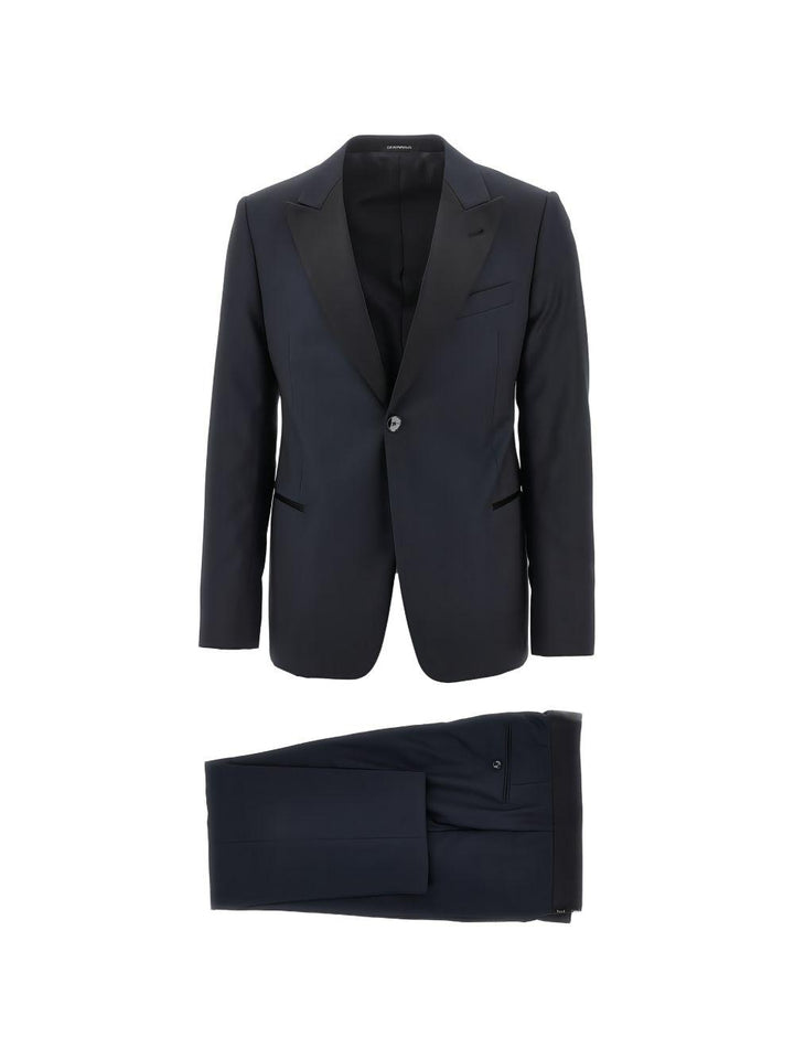 Smoking monopetto dark navy con revers a lancia 