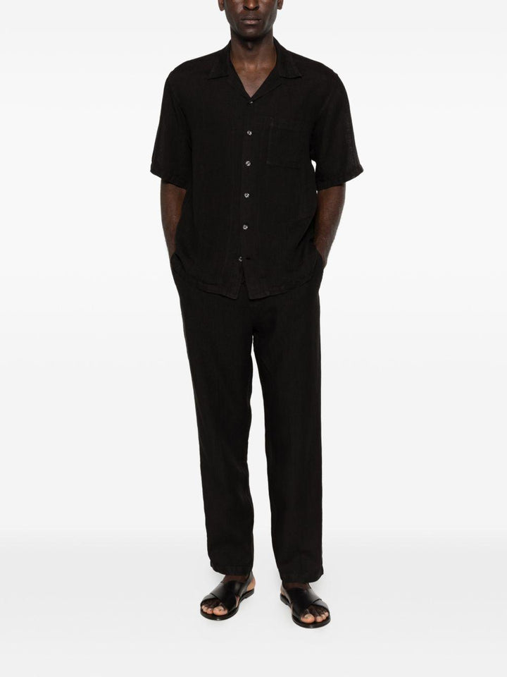 Camicia nera a maniche corte con taschino 
