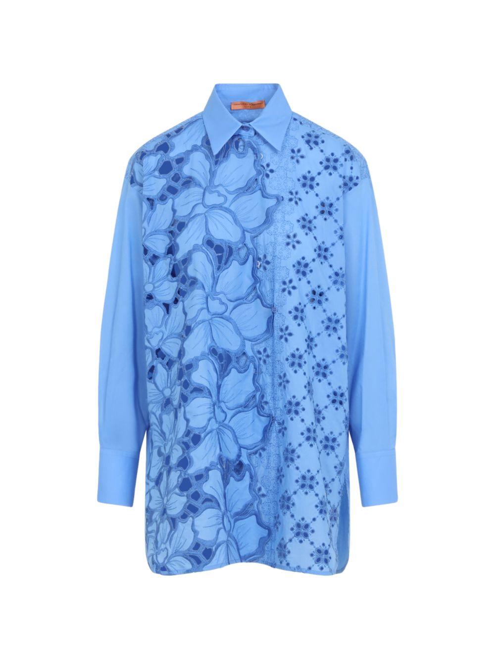 Camicia con applicazioni floreali 