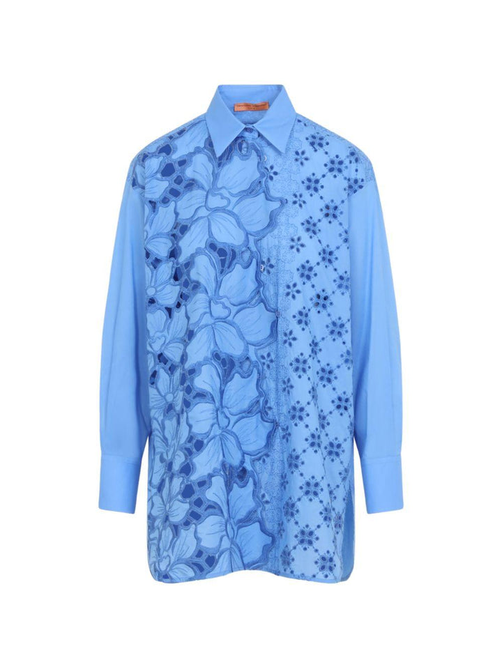Camicia con applicazioni floreali 