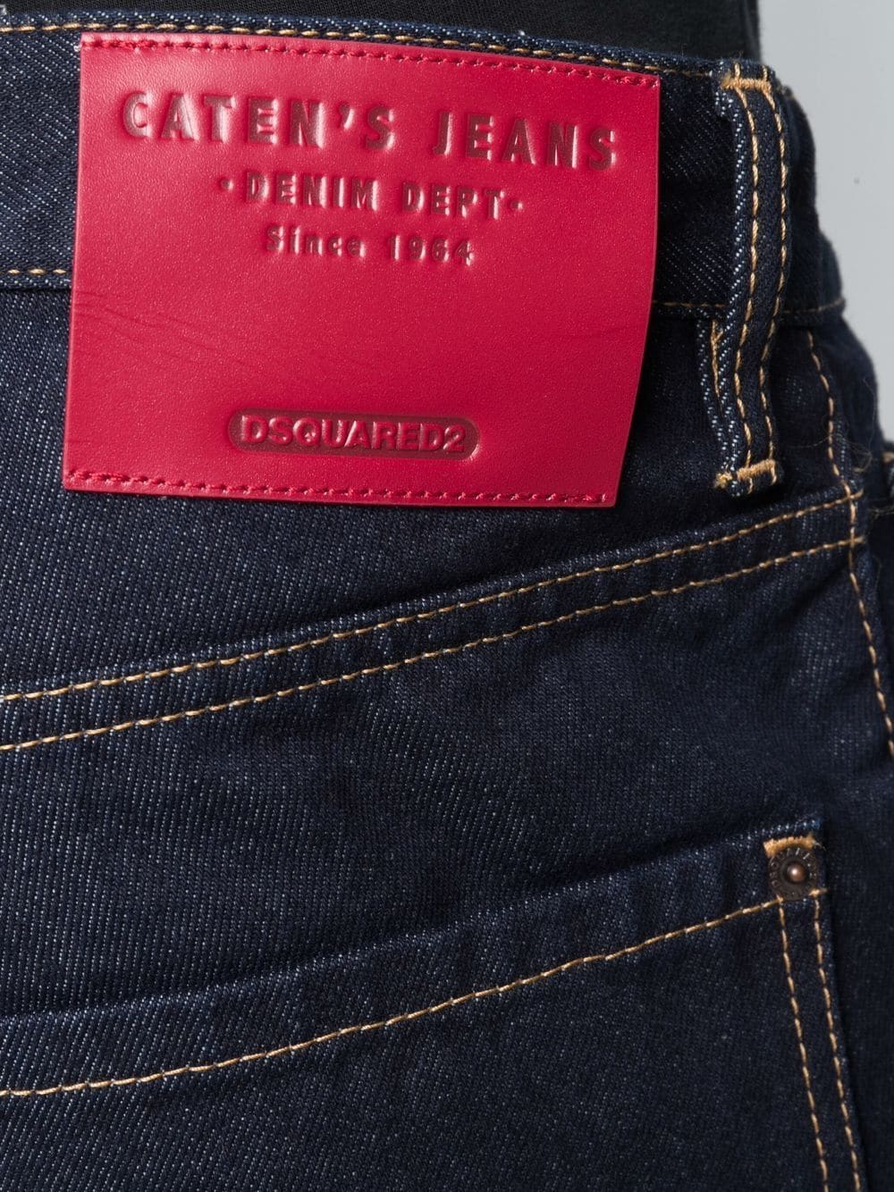 Dark Blue Jeans With Red Patch