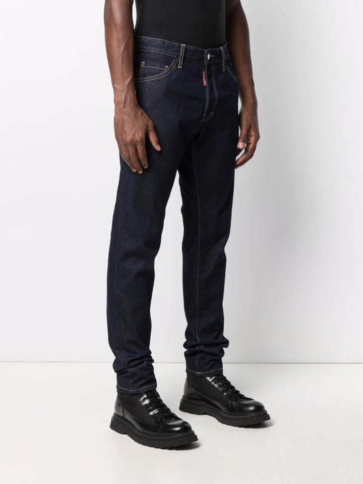 Dark Blue Jeans With Red Patch