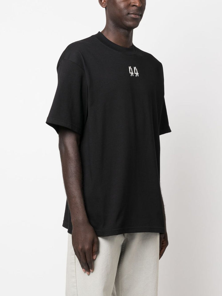 black t-shirt with logo on the back