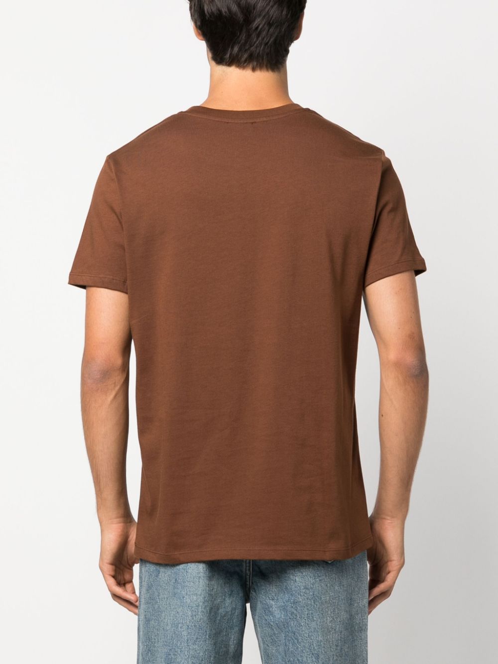 t-shirt marrone con stampa