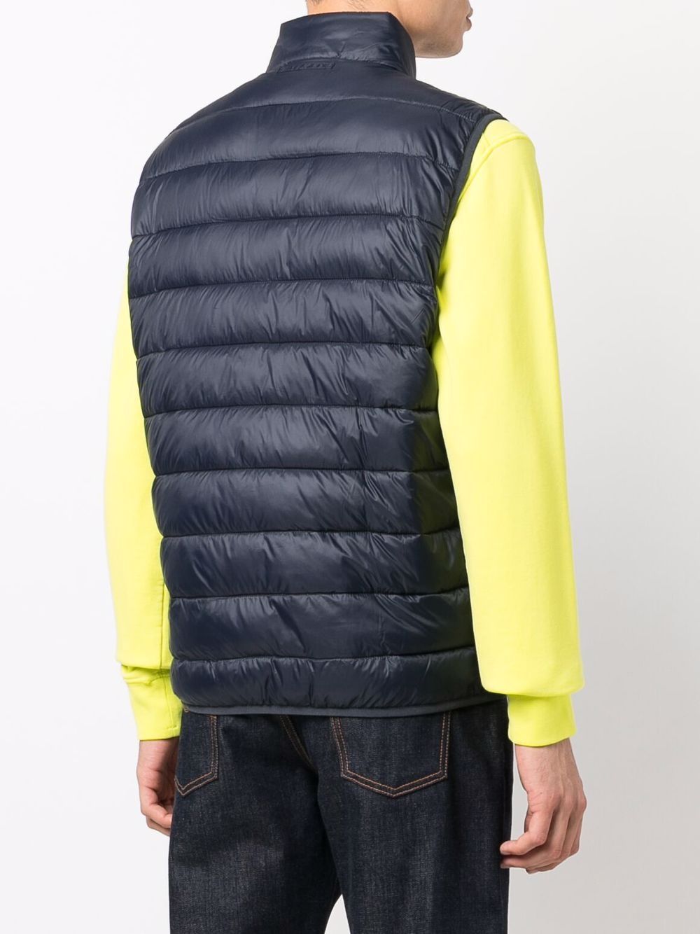 blue puffer sleeveless