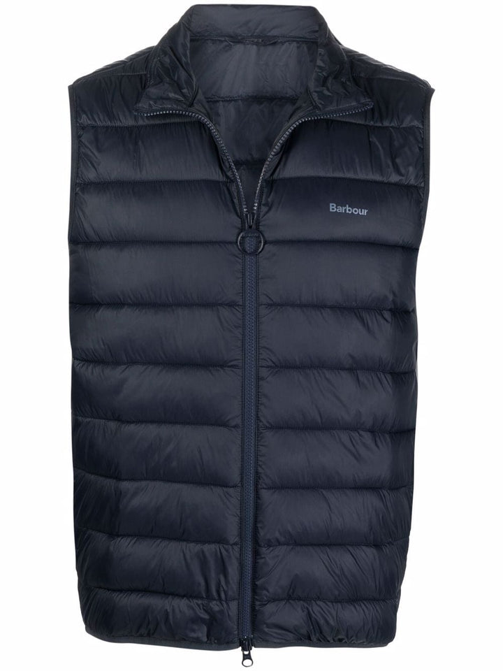 blue puffer sleeveless