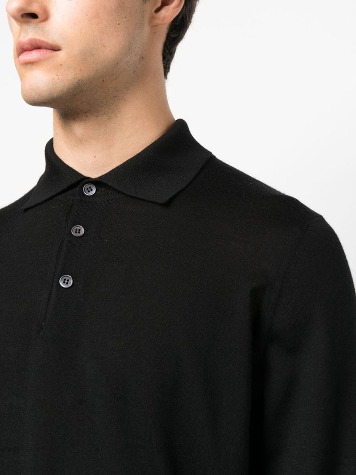 Black long-sleeved polo shirt