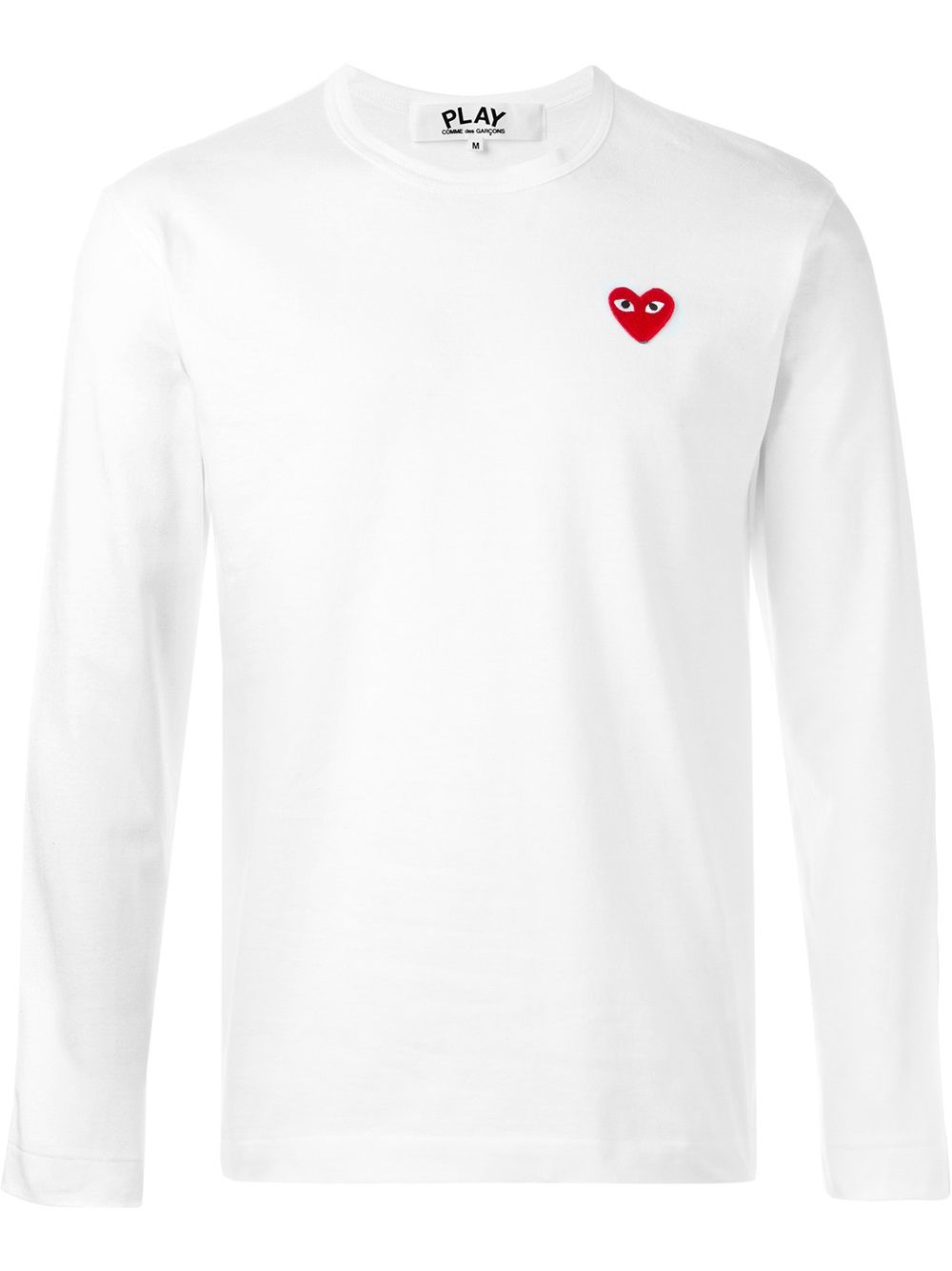 t-shirt red heart manica lunga bianca