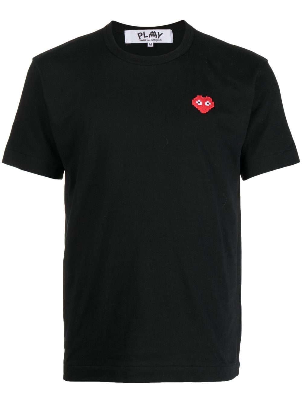 t-shirt nera red heart pixel