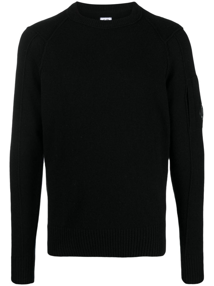 black crewneck sweater