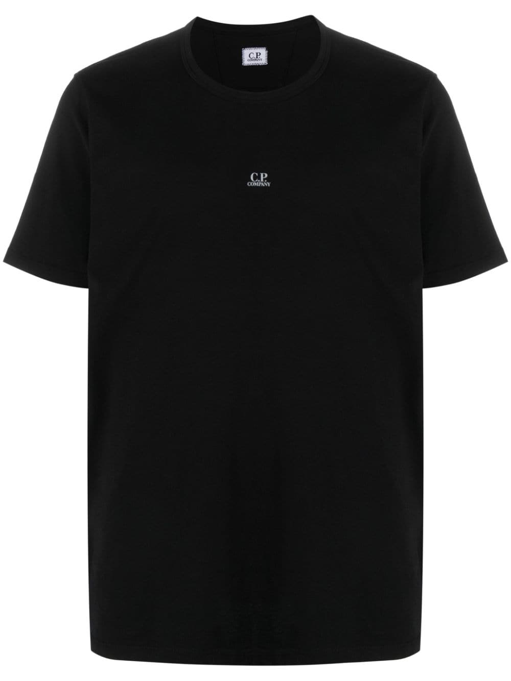 black t-shirt with central logo