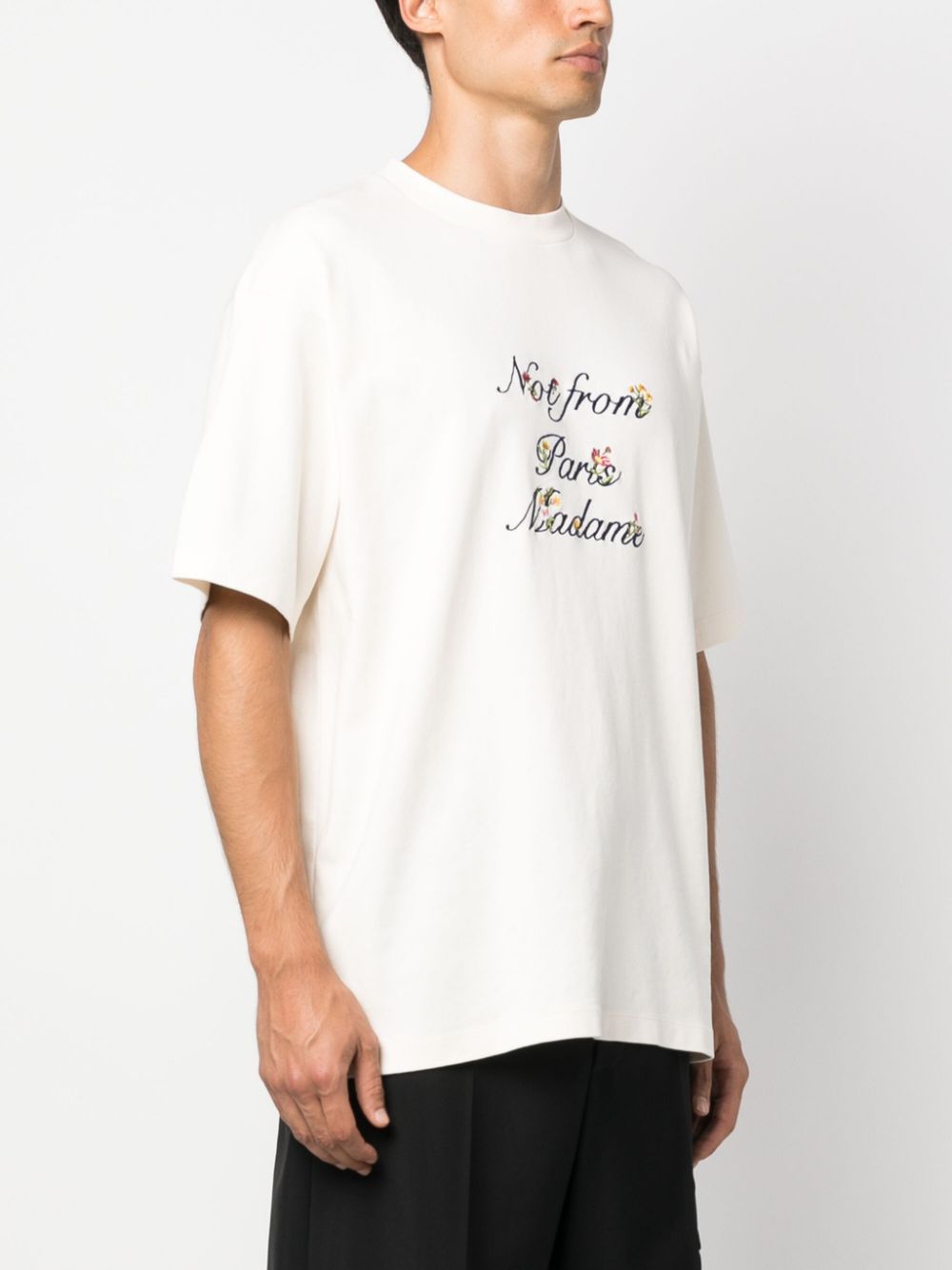 Cream t-shirt with embroidered logo