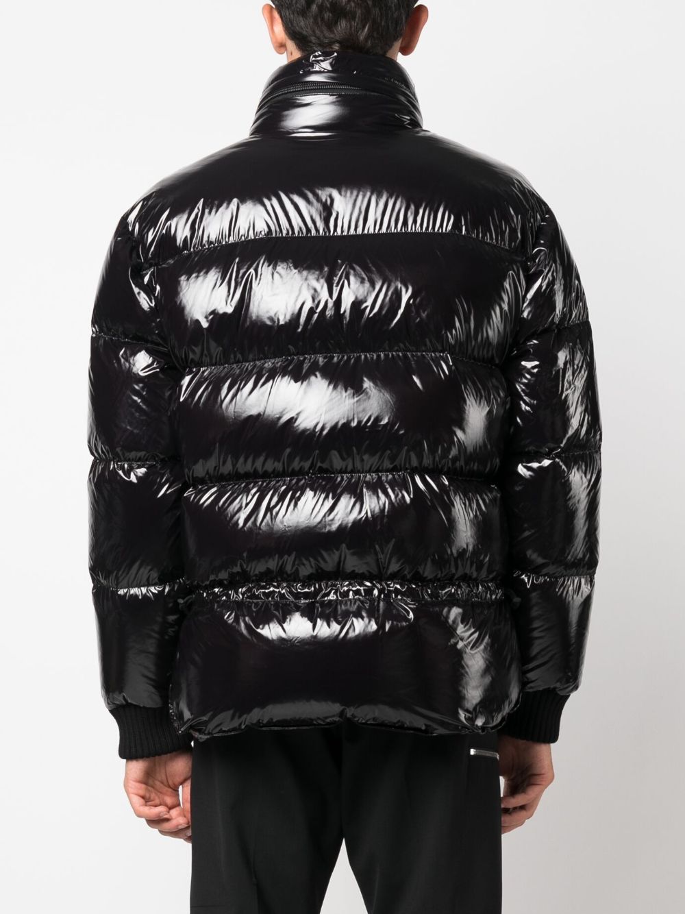 Black paint effect down jacket