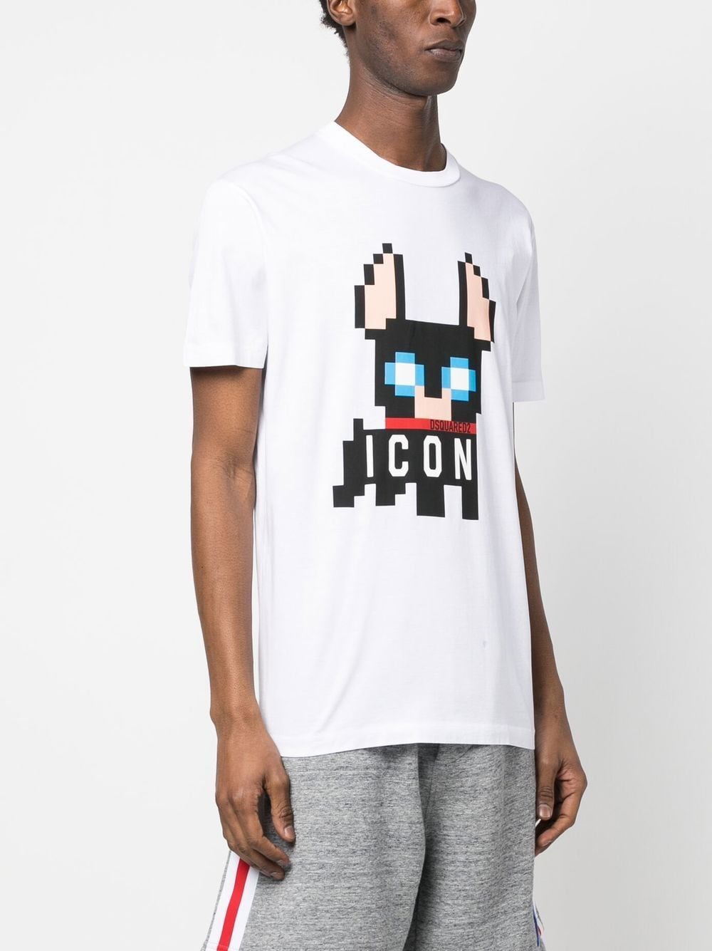 white t-shirt with Icon print