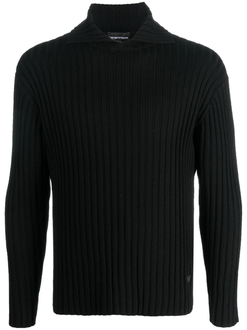 black ribbed sweater