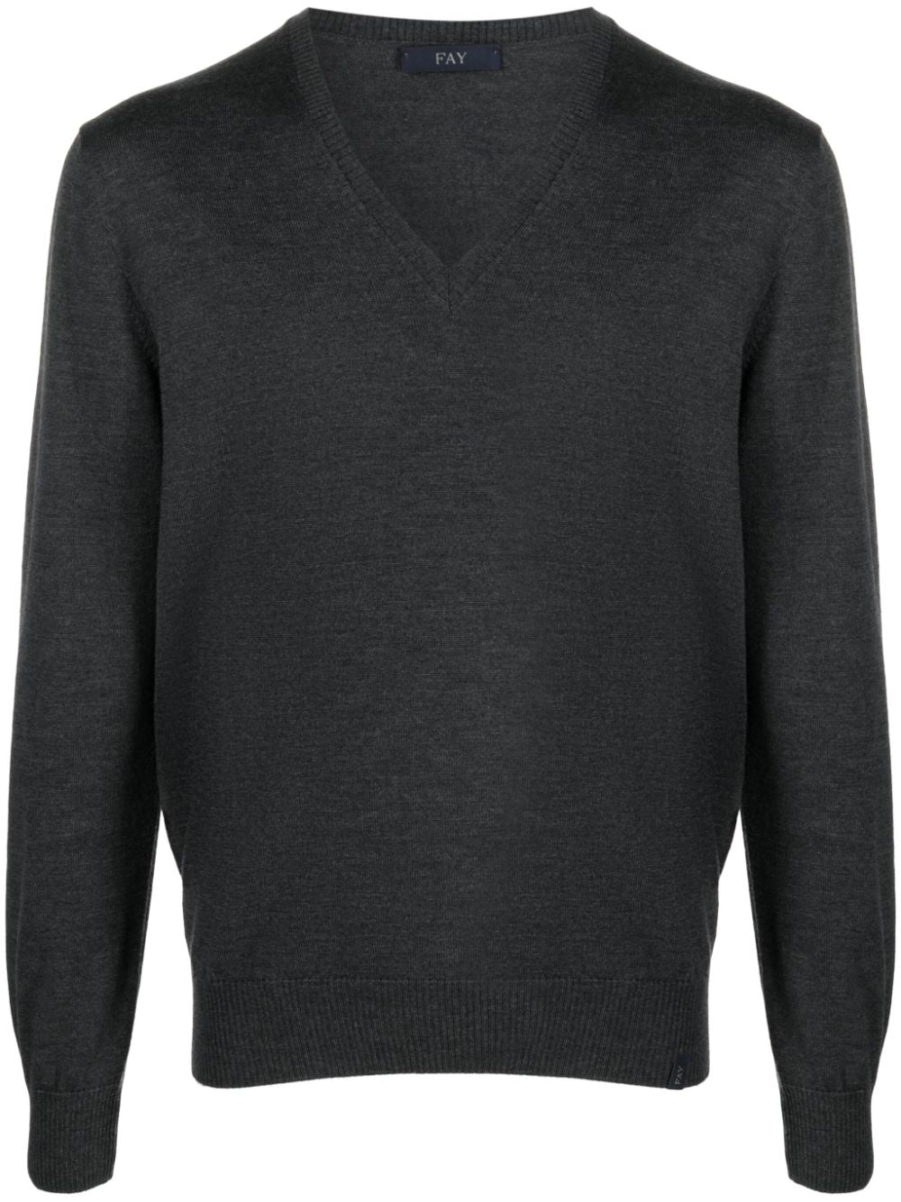 dark gray v-neck sweater