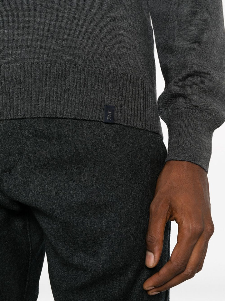 dark gray v-neck sweater