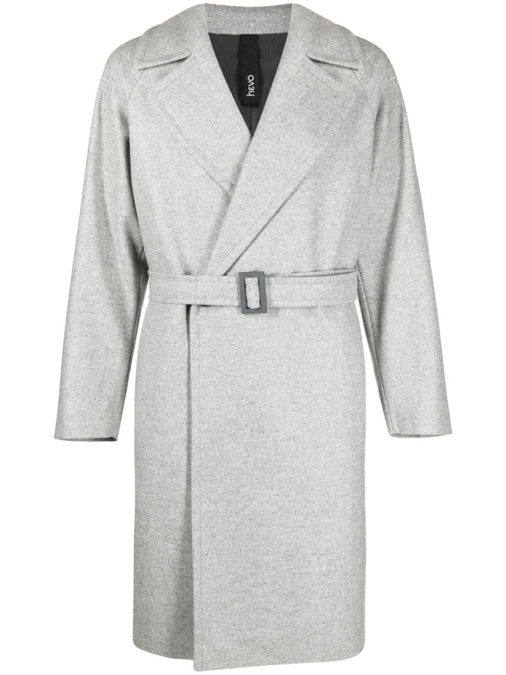 cappotto doppiopetto grigio con cintura
