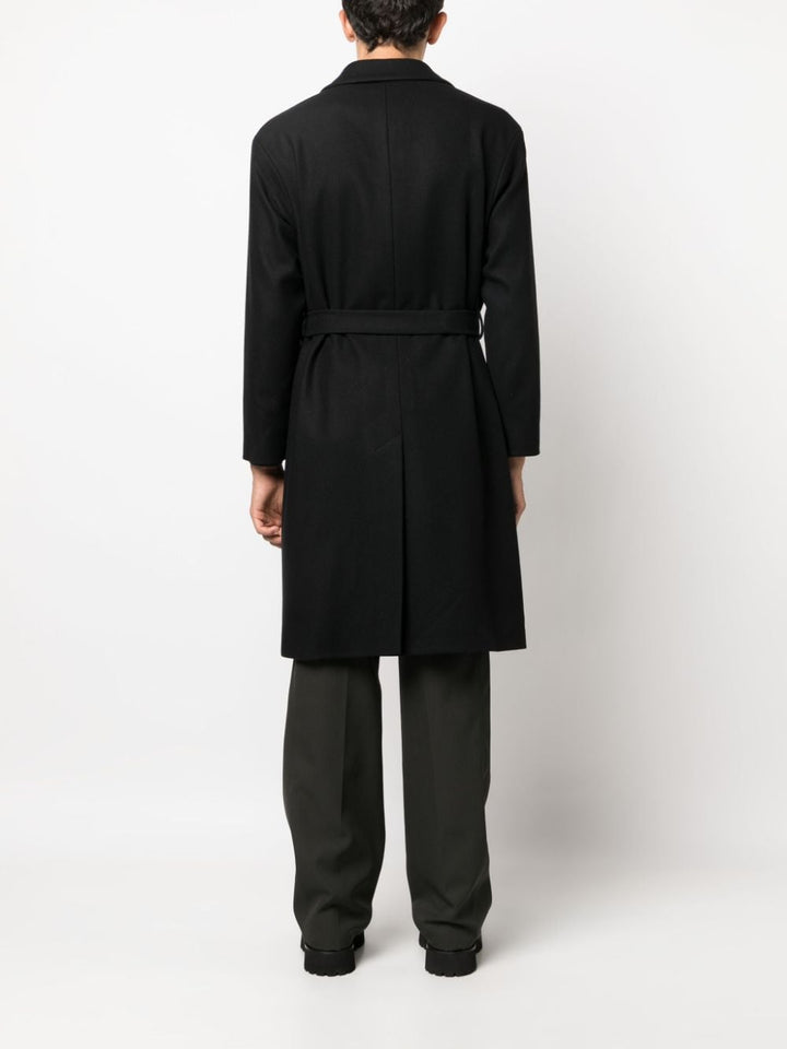 cappotto monopetto nero con cintura