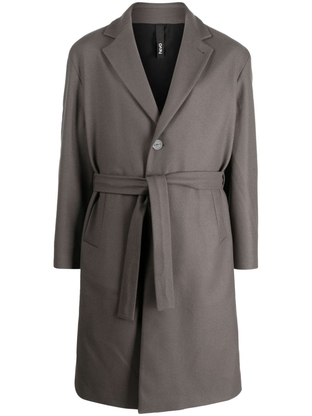 cappotto monopetto grigio con cintura