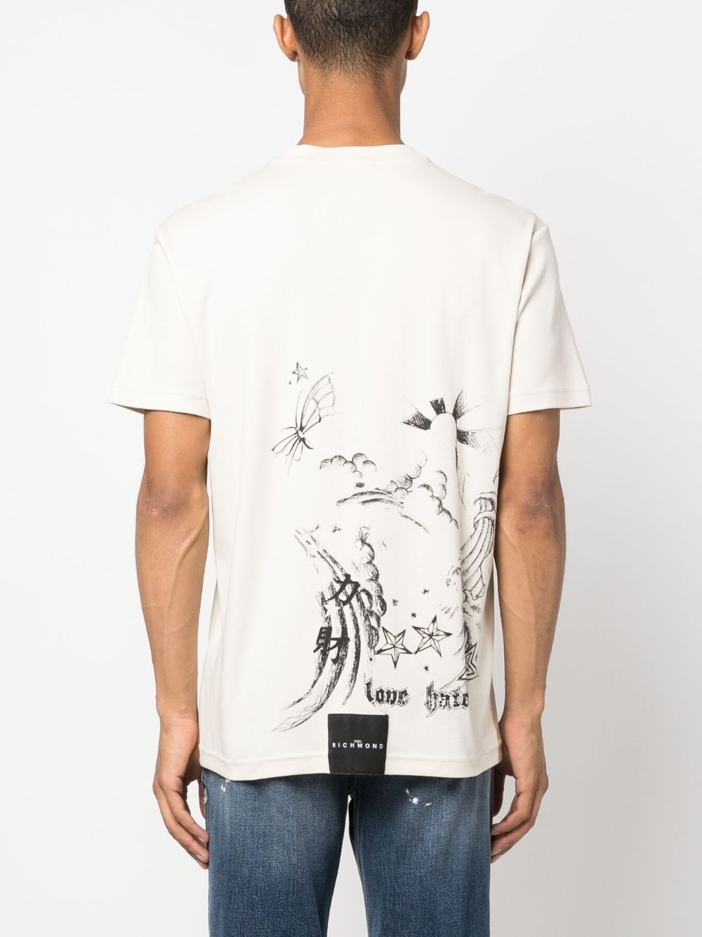white graphic print t-shirt
