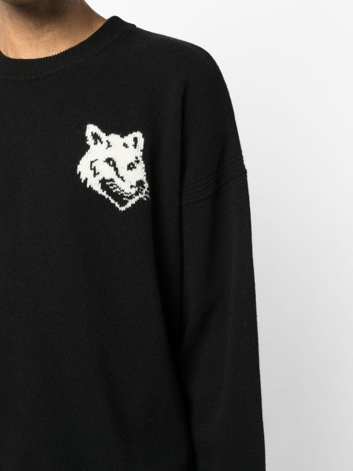 maglione nero logo fox