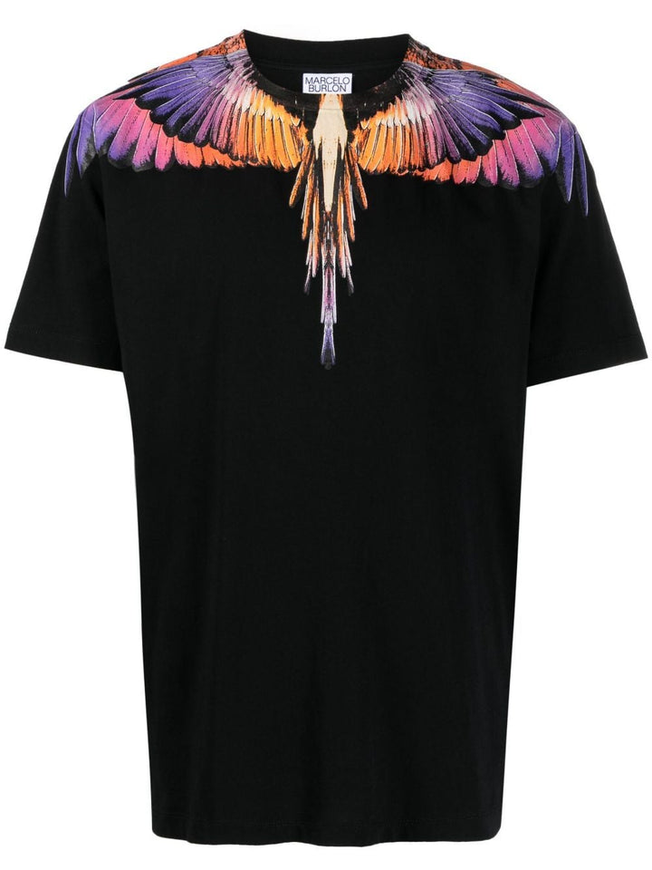 t-shirt icon wings black-pink