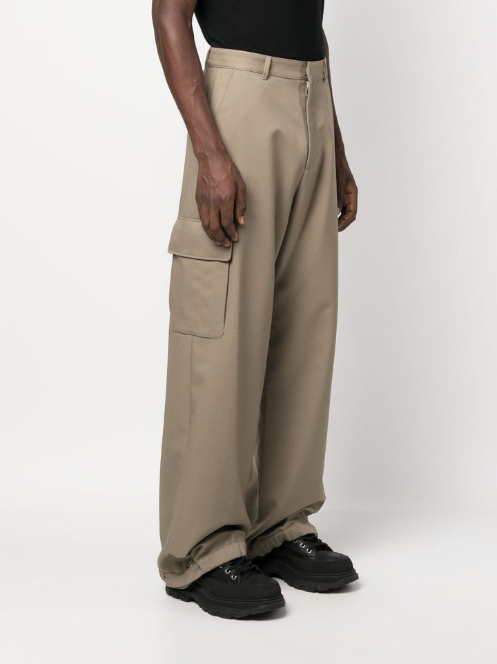 Ow Emb Drill wide leg cargo trousers