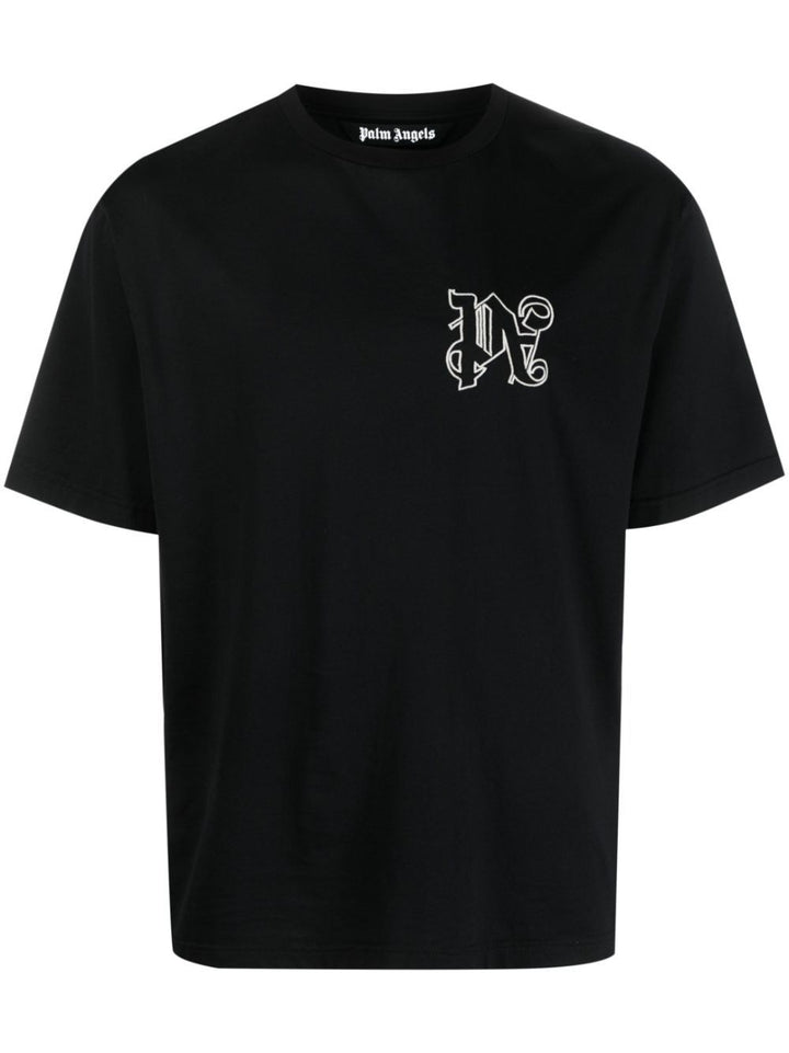 t-shirt noir à logo monogramme