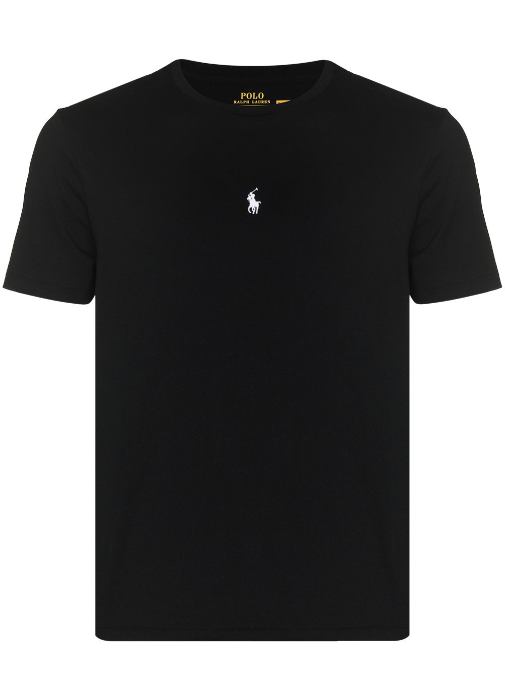 t-shirt nera con logo centrale