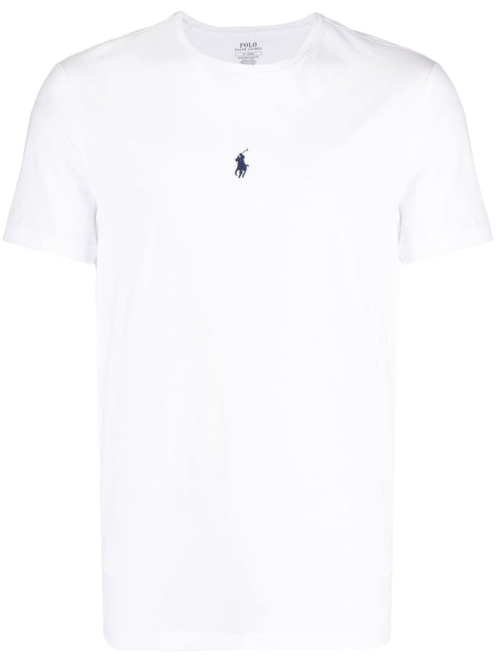 t-shirt bianca con logo centrale