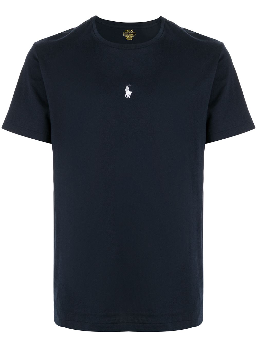 t-shirt blu con logo centrale