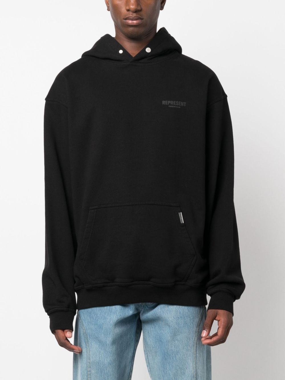 hoodie nera logotype tono su tono
