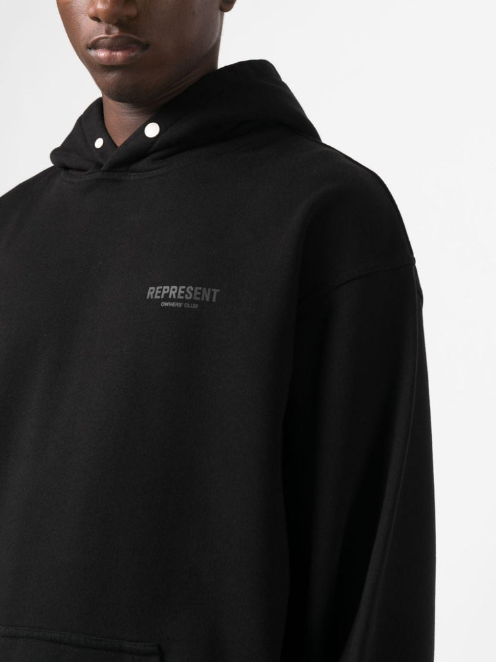 hoodie nera logotype tono su tono