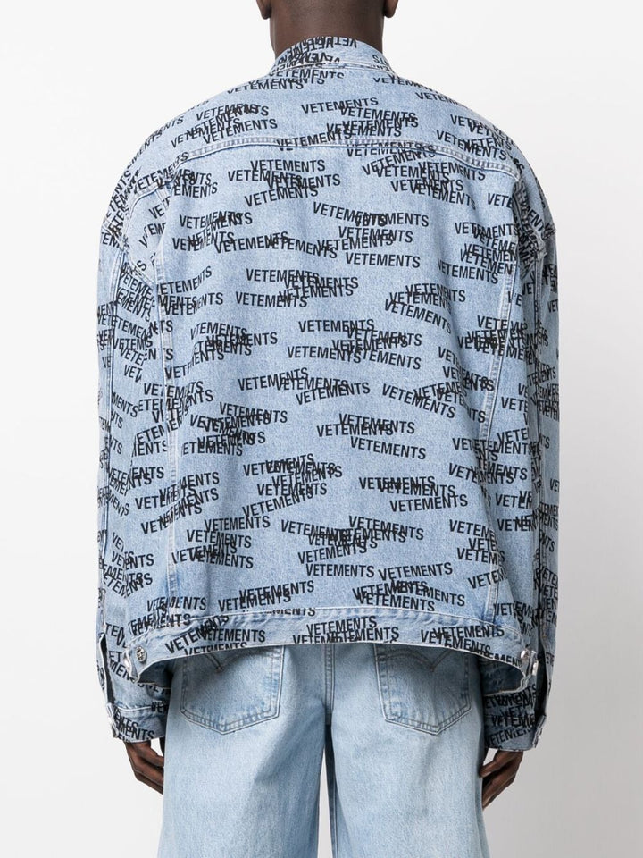 denim jacket with all over logo