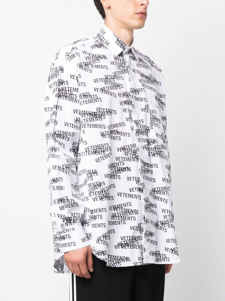 white shirt with all over logo