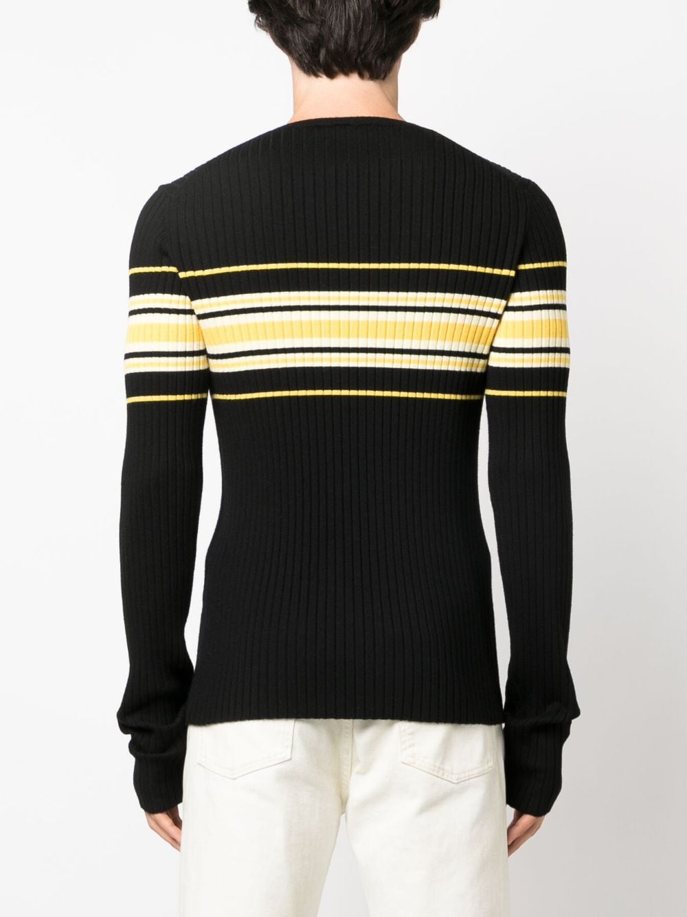 maglione a coste nero e giallo